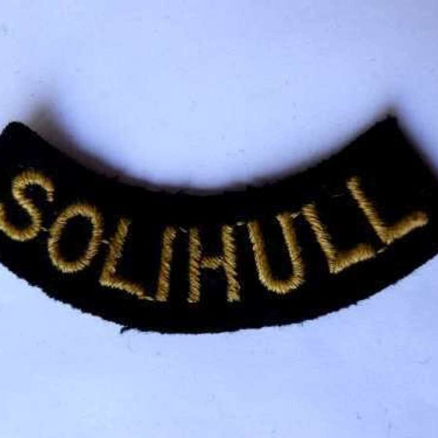 WW2 ARP & Civil Defence Breast Title For SOLIHULL