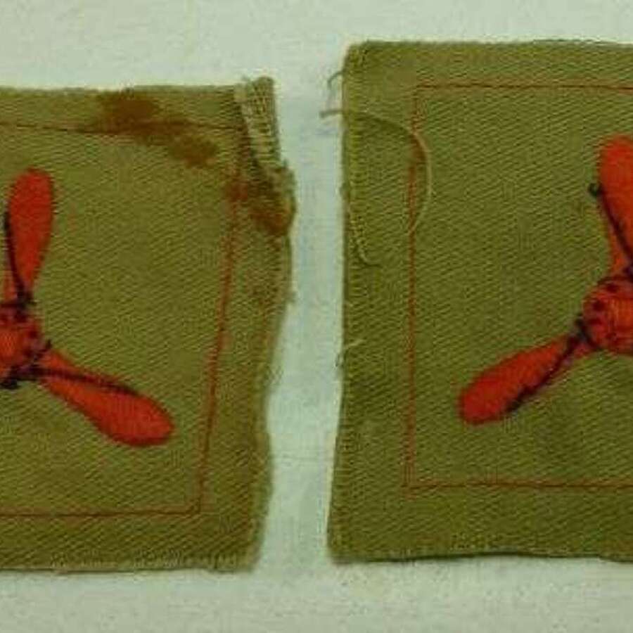 WW2 Era RAF Tropical Issue Propeller Cloth Badge Pair