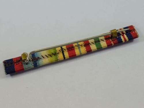 78) Original WW2 RN RAF Medal Ribbon Bar of 5 Medals & Rosette