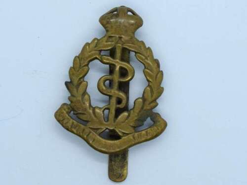 100) Original WW1 WW2 RAMC Cap Badge in Heavily Polished Condition