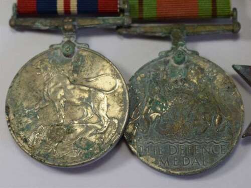 75) Dirty Tatty As Found WW2 British Medal Group of 4
