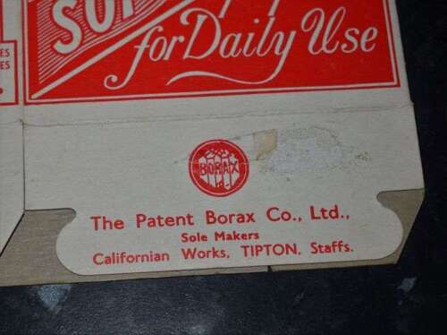 124) Original Empty 1930s English Refined Borax Card Box