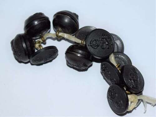 90) Nice Group of 12 Early WW1 WW2 Northumberland Fusiliers Black Bakelite Buttons