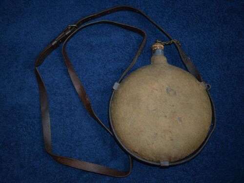 46) Excellent Original Late Boer War/ WW1  British Army Officers Water Bottle & Carry Strap. Dated 1902