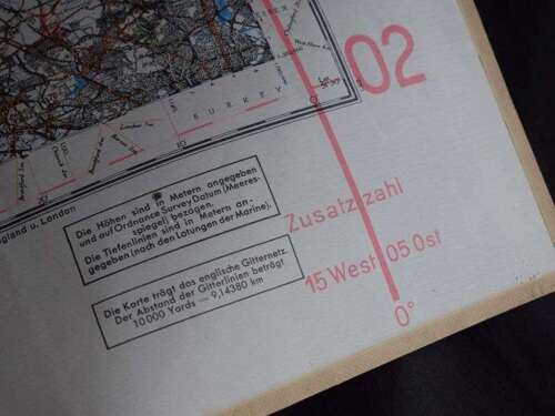 42) Nice Original WW2 German Luftwaffe Waxed Paper Map of The Midlands, Gloucester, Worcester, Birmingham, Coventry etc