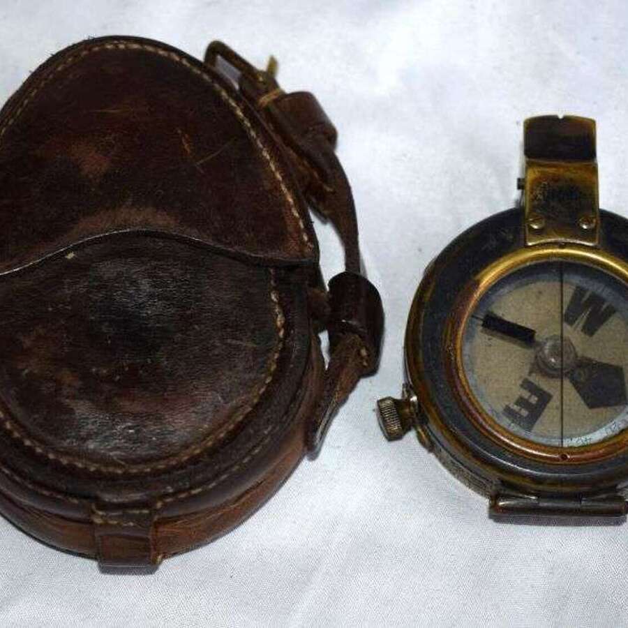 57) Excellent Early Pre WW1 British Officers Verner&rsquo;s Pattern VI Compass Dated 1912 & Case Dated 1913