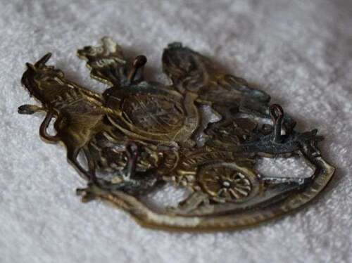 44) Very Nice 100% Original Large Victorian Royal Artillery Helmet Plate, Helmet Badge