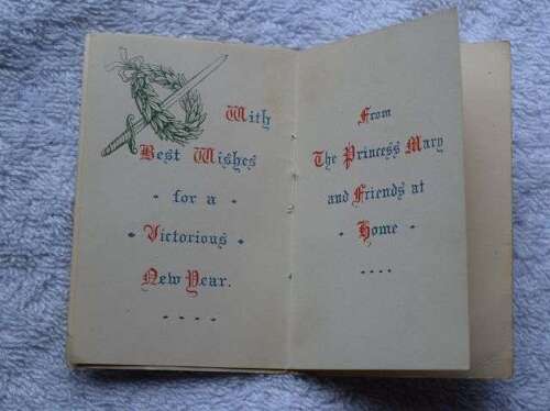 46) Tatty Repaired Original WW1 Princess Mary Christmas Tin New Years Card 1915