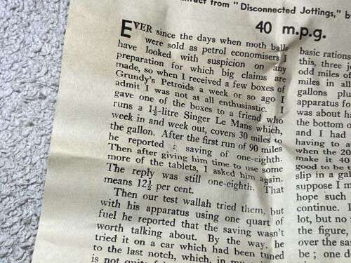 33) Complete Original WW2 Wartime Grundy's Petroids To Increase Fuel Economy Dated 1940