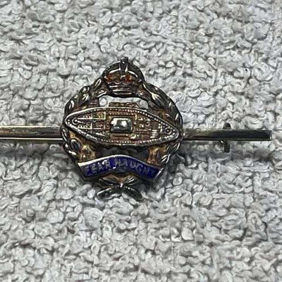 87) Good Original WW2 Pin Back Silver & Enamel Sweetheart Brooch To The Royal Tank Regiment