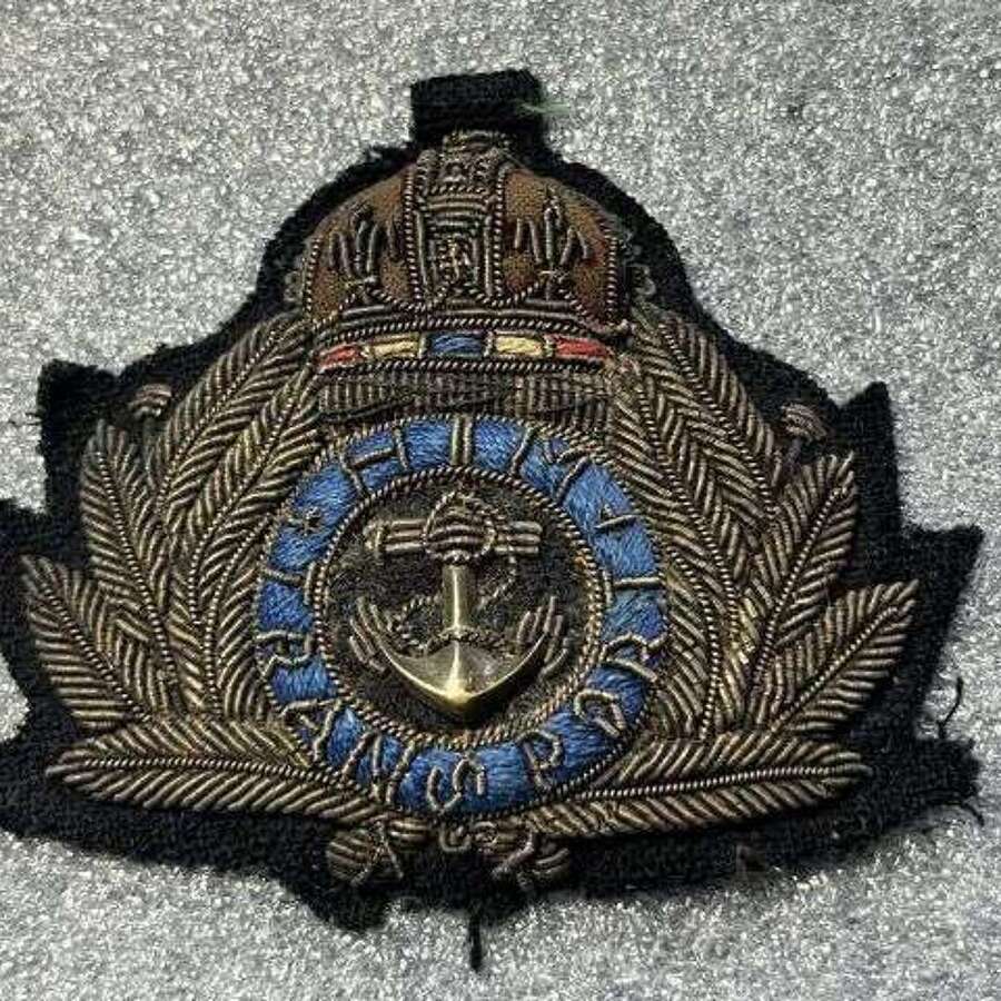 16) Excellent Original WW1 Royal Navy HM Transport Officers Bullion Cap Badge