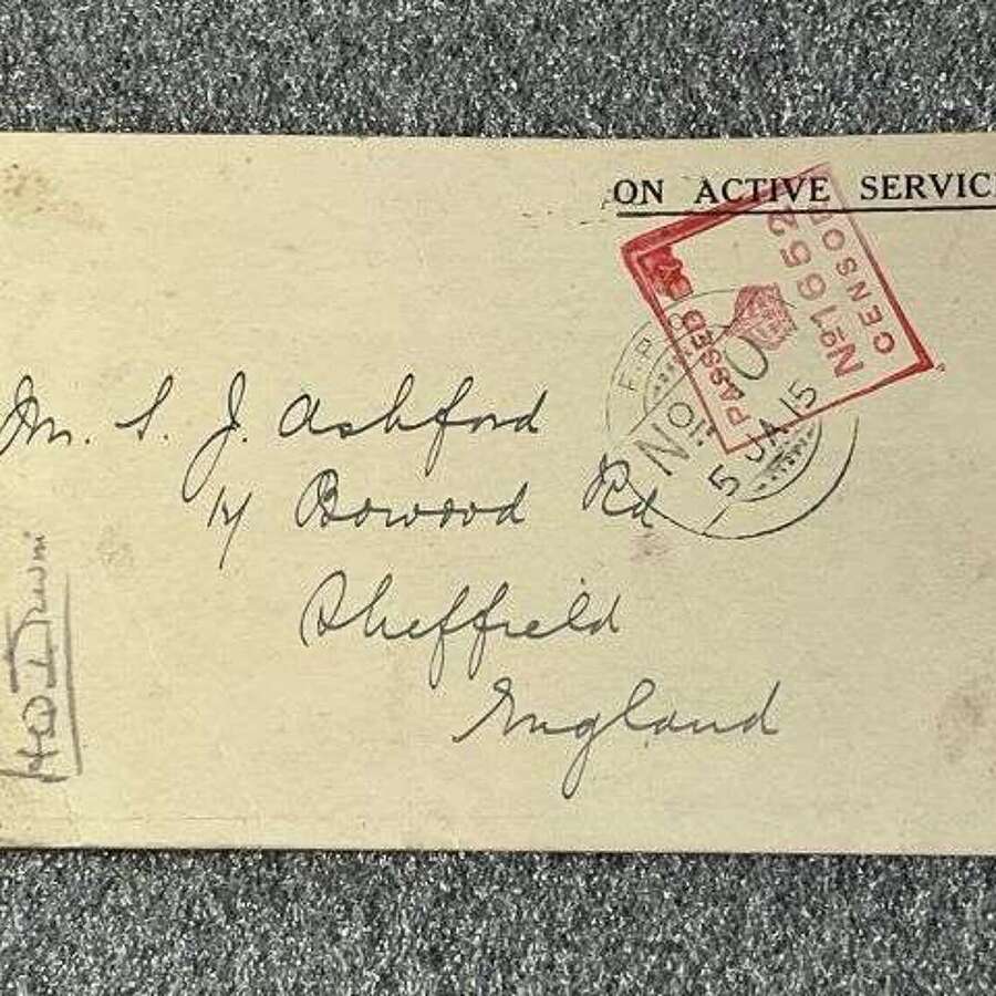 89) Interesting Original WW1 British Post Card From Soldiers In The Connaught Rangers Thanking A Family For a Christmas Gift Parcel 1915