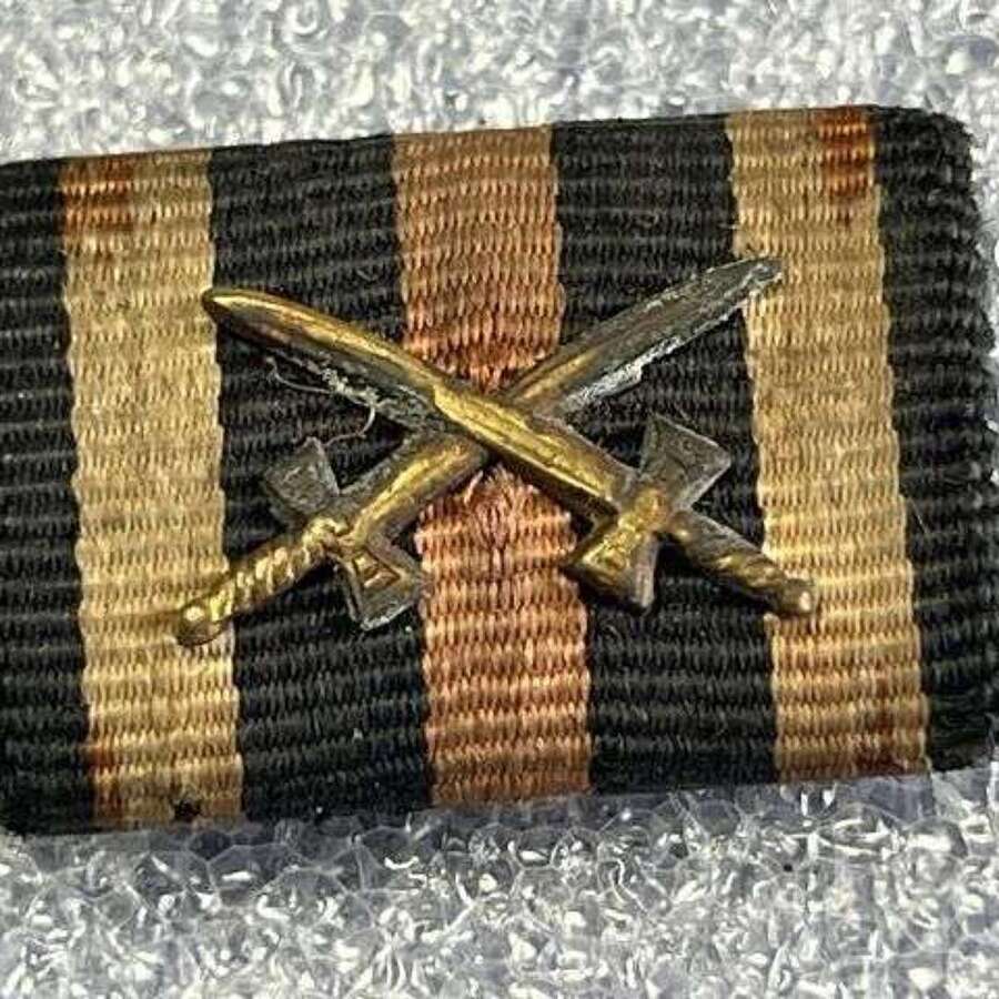 27) Original WW1 German Cross of Honour Mounted Medal Ribbon Bar With Swords