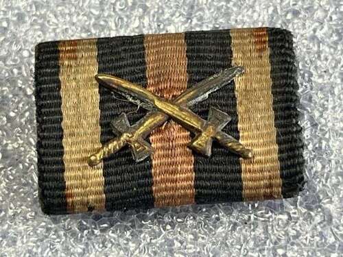 27) Original WW1 German Cross of Honour Mounted Medal Ribbon Bar With Swords