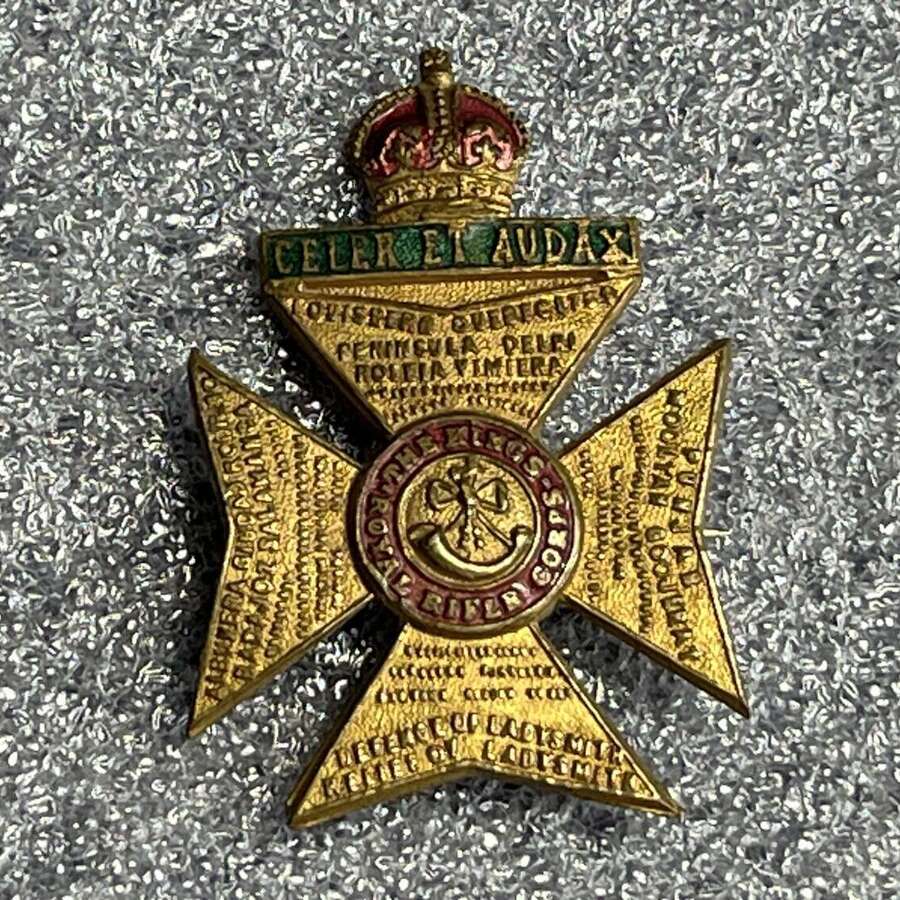 48) Lovely Original WW1 WW2 Kings Royal Rifle Corps Sweetheart Brooch