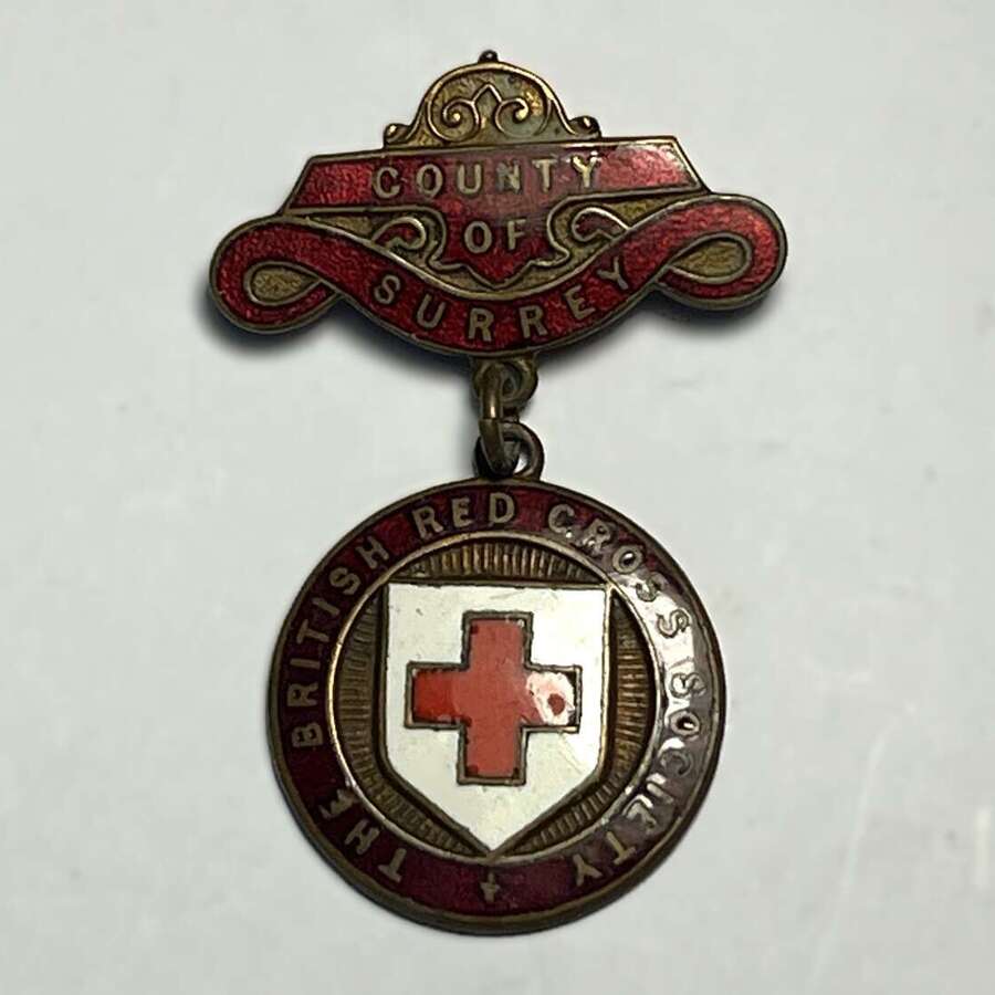 42) Excellent Original Vintage County of Surrey British Red Cross Society Medal. 27877 E.U