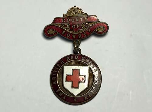 42) Excellent Original Vintage County of Surrey British Red Cross Society Medal. 27877 E.U