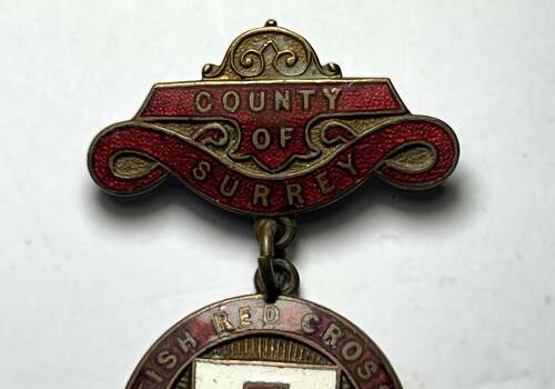 42) Excellent Original Vintage County of Surrey British Red Cross Society Medal. 27877 E.U