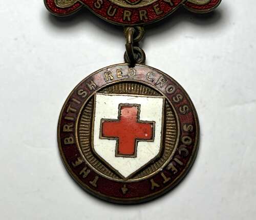 42) Excellent Original Vintage County of Surrey British Red Cross Society Medal. 27877 E.U