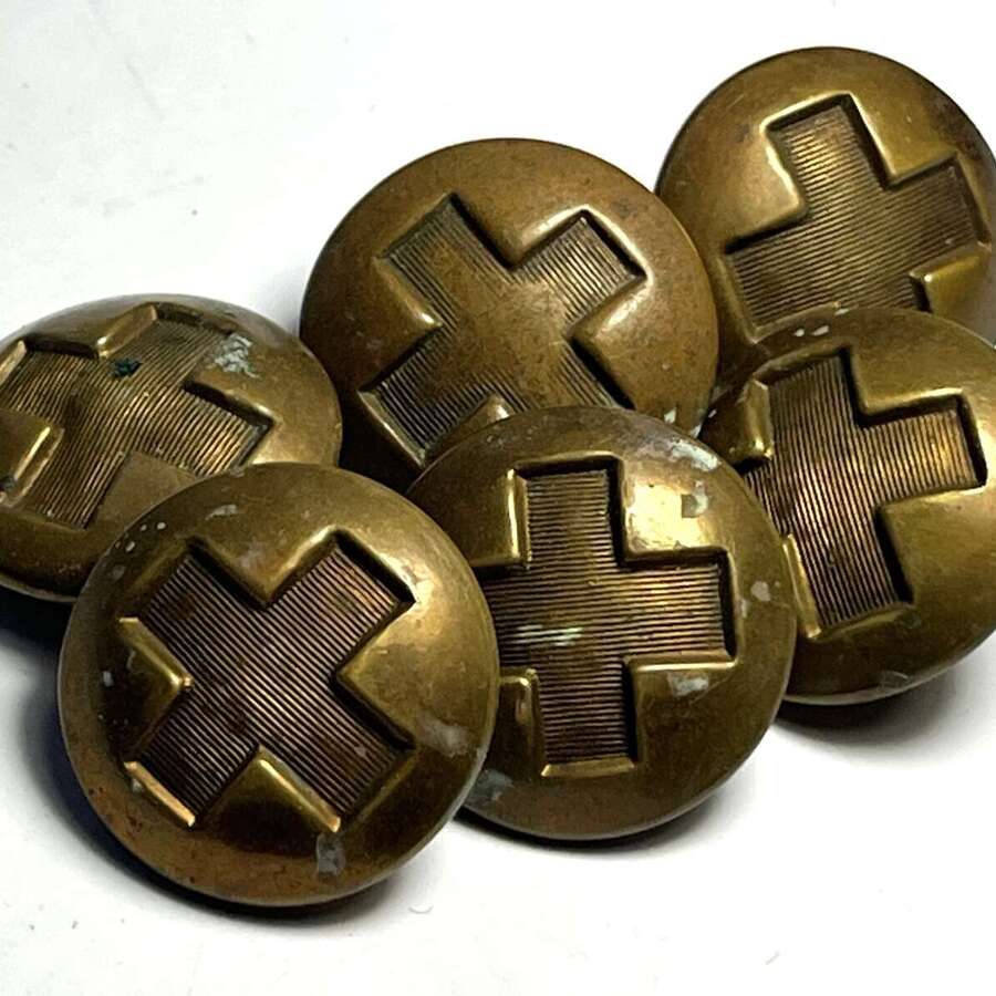 43) A Set Of 6 Original Early WW1 Era British Red Cross Society Uniform Buttons 22mm