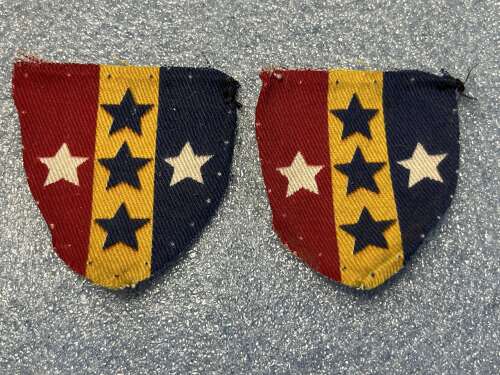 73) Excellent Original Uniform Removed REME Southern Command Printed Cloth Insignia Pair
