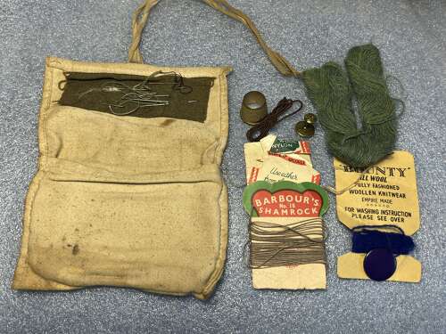 85) Good Used Original WW2 British Military Housewife Sewing Kit Named Numbered To A Woman
