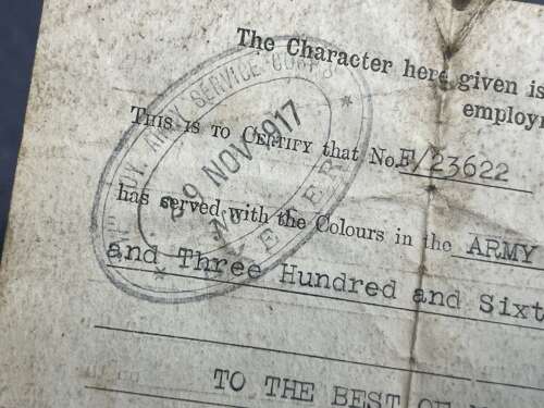 5) A Set Of 5 Tatty Original WW1 Papers To Frederick P Crane ASC From Malmesbury, Wilts