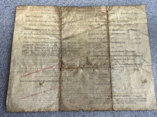 5) A Set Of 5 Tatty Original WW1 Papers To Frederick P Crane ASC From Malmesbury, Wilts