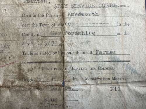 5) A Set Of 5 Tatty Original WW1 Papers To Frederick P Crane ASC From Malmesbury, Wilts
