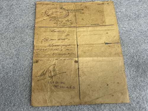 5) A Set Of 5 Tatty Original WW1 Papers To Frederick P Crane ASC From Malmesbury, Wilts