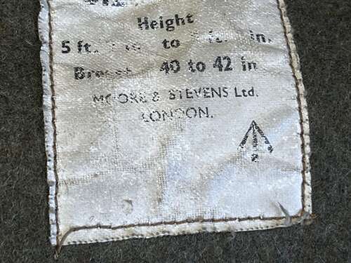 33) Original WW2 British 1940 Pat Greatcoat 101 Hampshire AA Z Rocket Battery Portsmouth