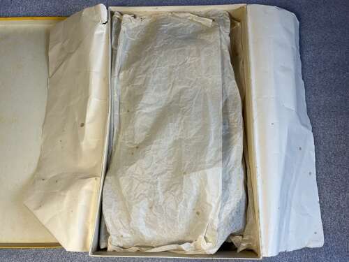 48) Mint Mans WW1 Royal Flying Corps Fur Covered Leather Palm Gloves In Original Box