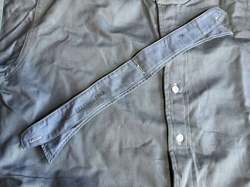 11) Unusual Late WW2 Early Post War RAF Full Button Front Collarless Shirt
