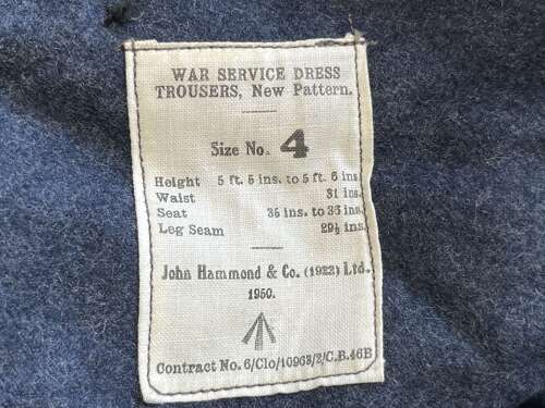 37) Excellent Original Early Post War RAF Issue War Service Battledress Trousers 1950