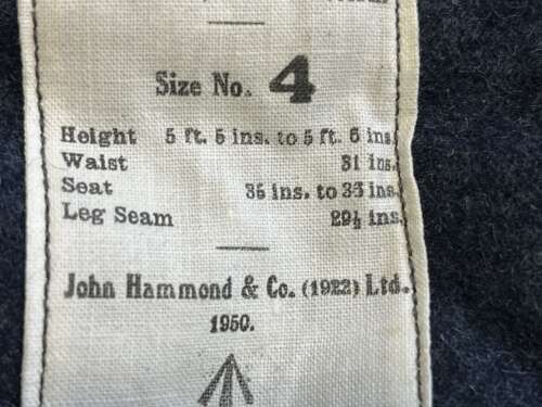 37) Excellent Original Early Post War RAF Issue War Service Battledress Trousers 1950
