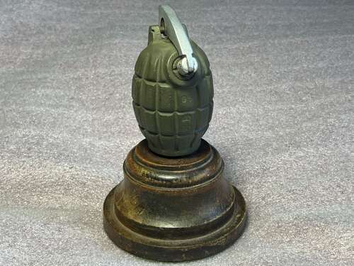61) WW2 British Army Issue Mills Grenade Converted Into Table Lighter