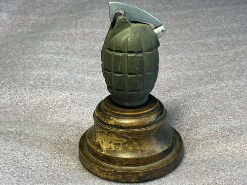 61) WW2 British Army Issue Mills Grenade Converted Into Table Lighter