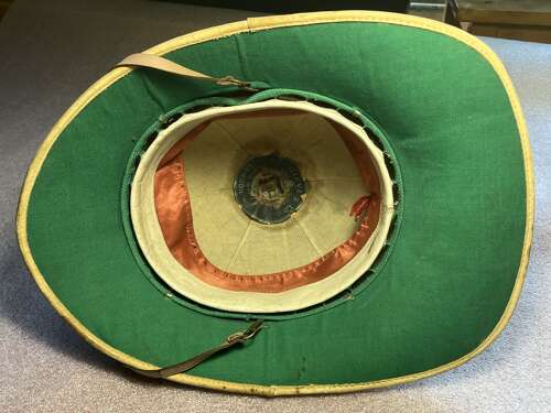 71) Very Nice Original WW1 Era Royal Navy White Pith Helmet With Blue Band. By Gieves Ltd