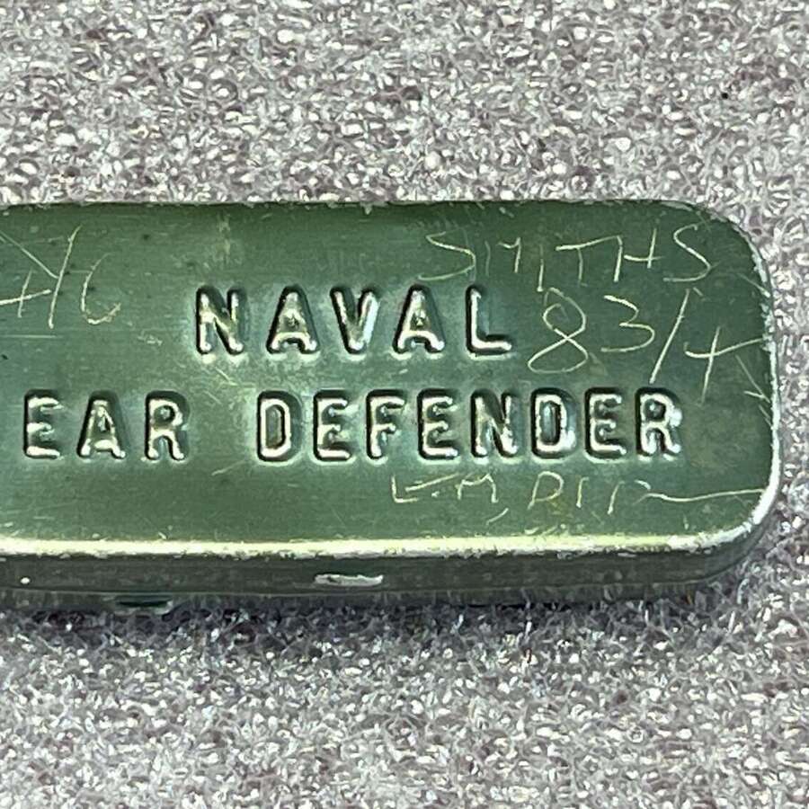 86) Good Original Small WW2 Royal Navy Gunners Naval Ear Defender Tin