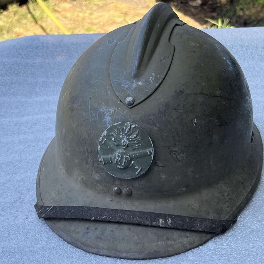 44) Very Nice Untouched As Found WW2 French Model 1928 Adrian Helmet. Complete