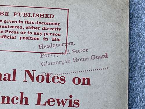 126) Excellent Original WW2 Instructional Notes On The .300-Inch Lewis Machine Gun 1940