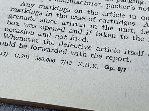 131) Excellent Original WW2 Small Arms Training Pamphlet Vol I No 13 Grenade 1943