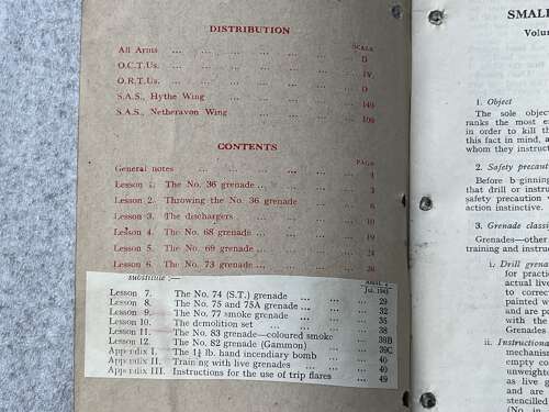 131) Excellent Original WW2 Small Arms Training Pamphlet Vol I No 13 Grenade 1943