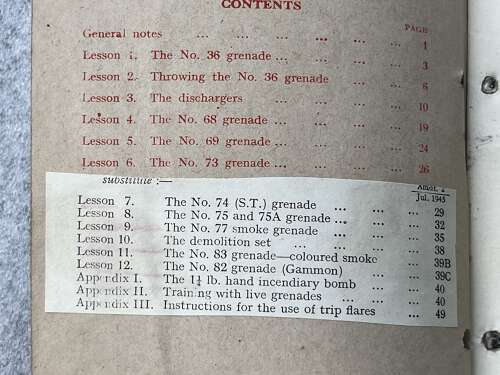 131) Excellent Original WW2 Small Arms Training Pamphlet Vol I No 13 Grenade 1943