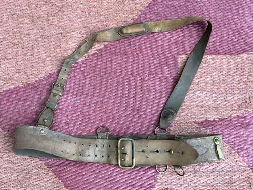 18) Tatty Worn Original Victorian Officers Sam Brown With Whistle Pouch
