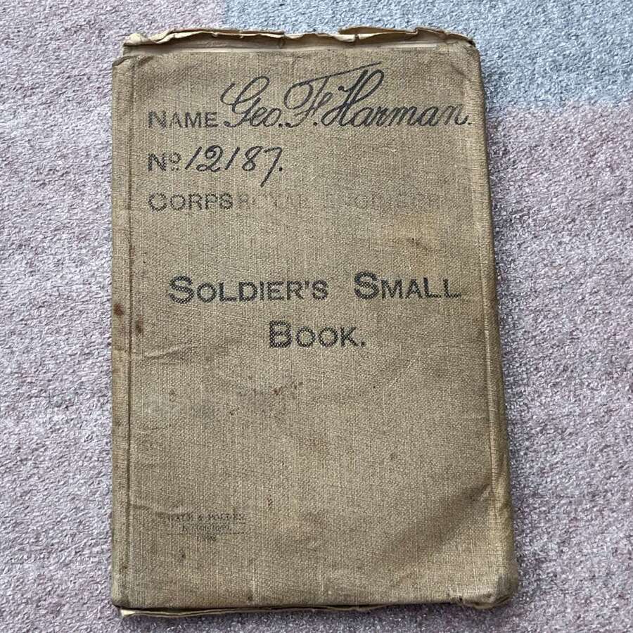 82) Interesting Original Soldiers Small Book To 12187 George F.Harman RE Enlisted 1903