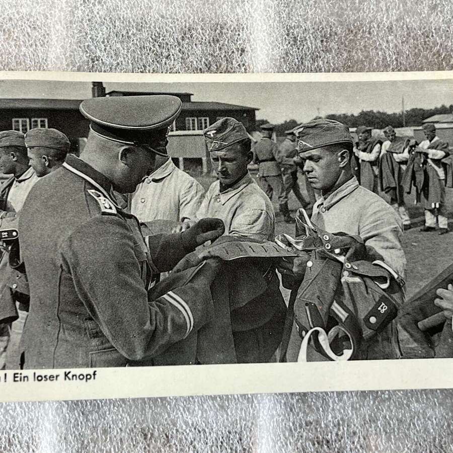 127) Excellent Original WW2 German Postcard Photo Of An Officer Inspecting Troops. 1938