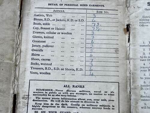 70) Original Unresearched WW2 Soldiers Service & Pay Book 10592175 F.H.Parker REME