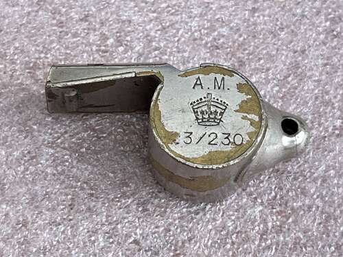 129) Original Well Used WW2 RAF Issue Ditching Whistle. Snail Whistle AM 23/230
