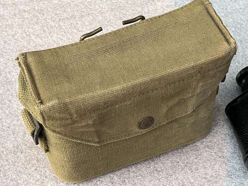 140) Lovely Original WW2 British Army 6x30 Binoculars 1943 & P37 Webbing Case